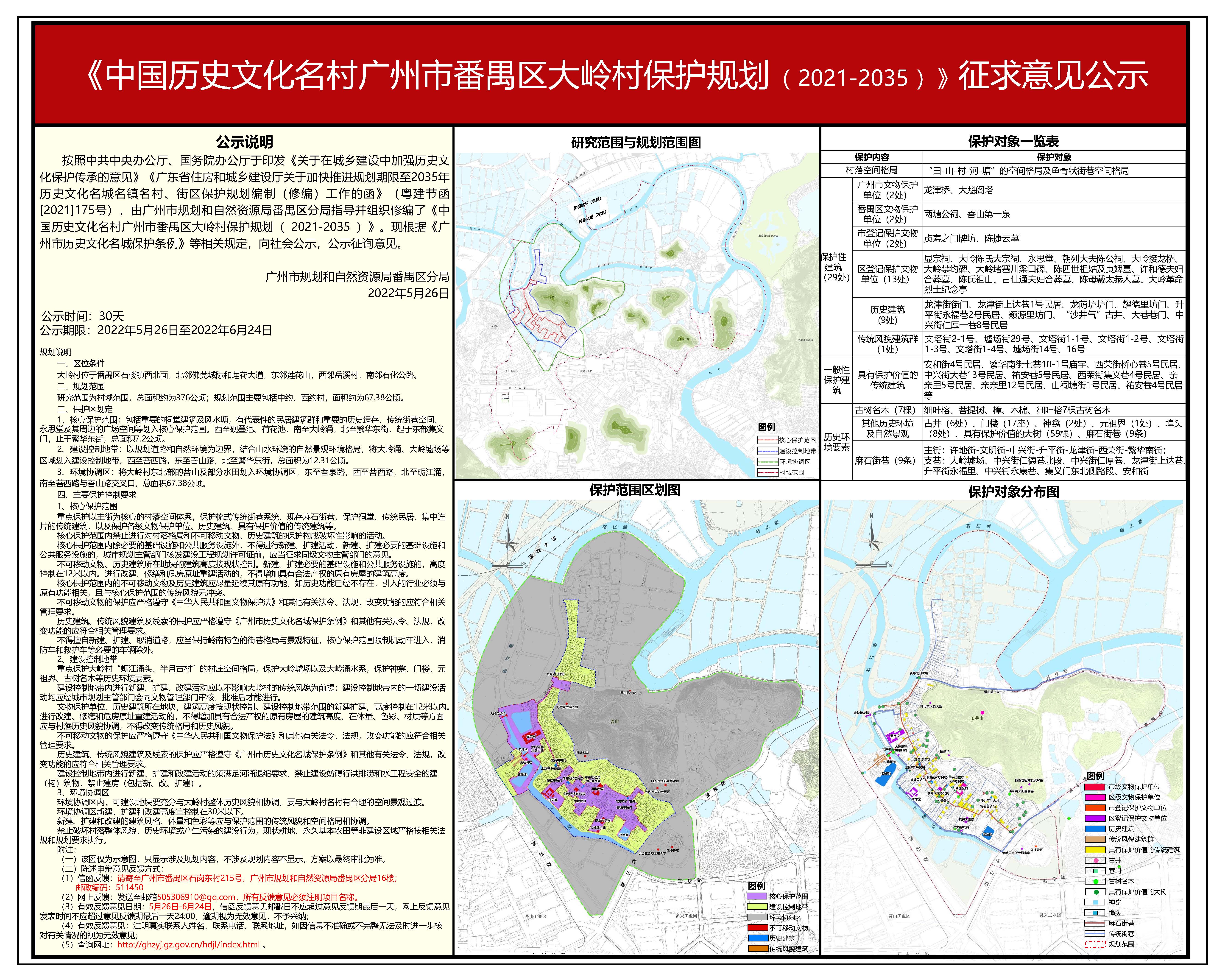 中国历史文化名村广州市番禺区大岭村保护规划（ 2021-2035 ）》征求意见公示.jpg